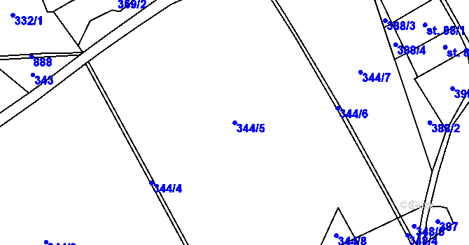 Parcela st. 344/5 v KÚ Brenná, Katastrální mapa
