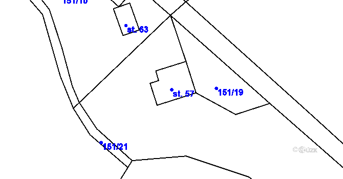 Parcela st. 57 v KÚ Veselí nad Ploučnicí, Katastrální mapa