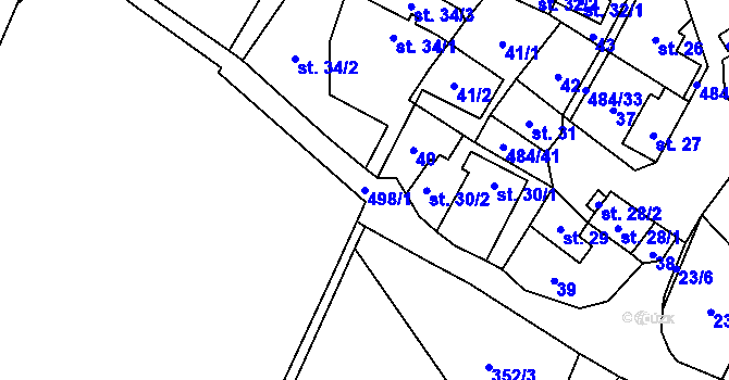 Parcela st. 498/1 v KÚ Veselí nad Ploučnicí, Katastrální mapa