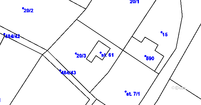 Parcela st. 61 v KÚ Veselí nad Ploučnicí, Katastrální mapa