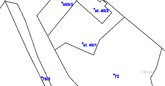 Parcela st. 40/1 v KÚ Veselí nad Ploučnicí, Katastrální mapa