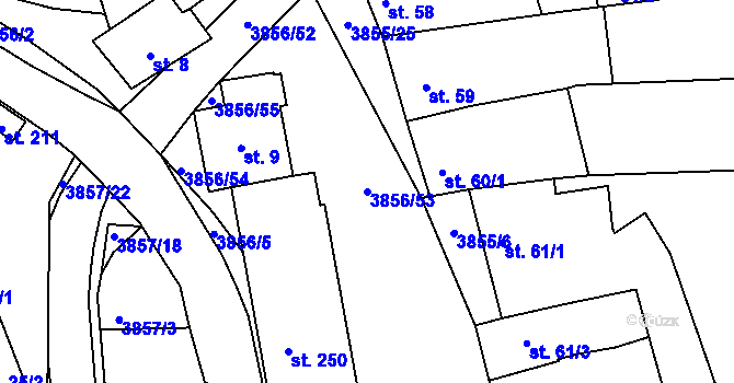 Parcela st. 3856/53 v KÚ Brloh pod Kletí, Katastrální mapa