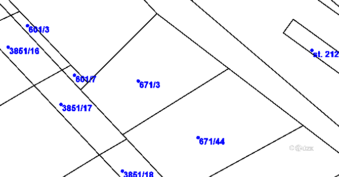 Parcela st. 671/4 v KÚ Brloh pod Kletí, Katastrální mapa