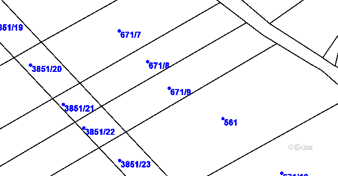 Parcela st. 671/9 v KÚ Brloh pod Kletí, Katastrální mapa