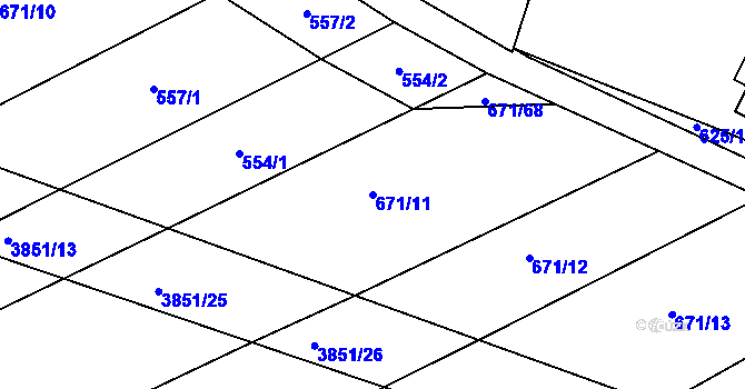 Parcela st. 671/11 v KÚ Brloh pod Kletí, Katastrální mapa