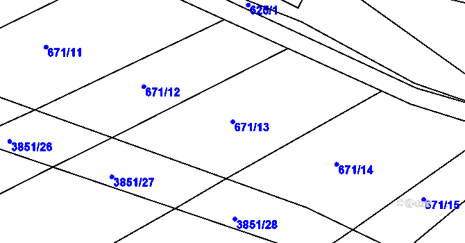 Parcela st. 671/13 v KÚ Brloh pod Kletí, Katastrální mapa