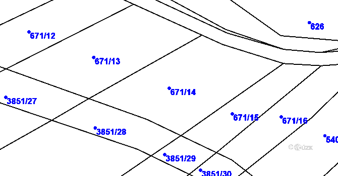 Parcela st. 671/14 v KÚ Brloh pod Kletí, Katastrální mapa