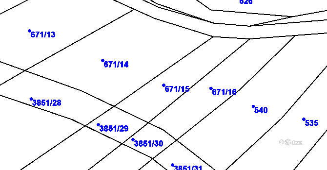 Parcela st. 671/15 v KÚ Brloh pod Kletí, Katastrální mapa