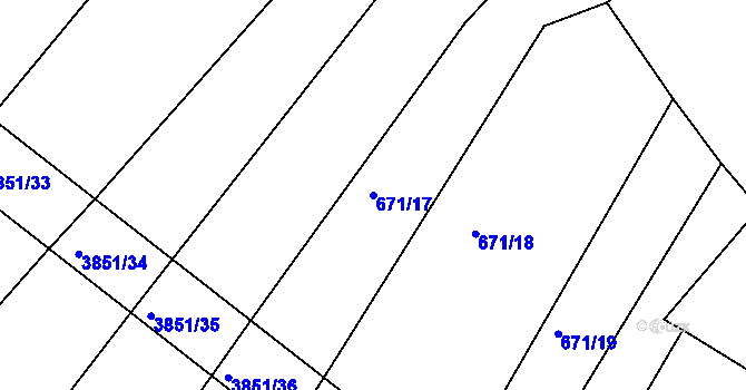 Parcela st. 671/17 v KÚ Brloh pod Kletí, Katastrální mapa