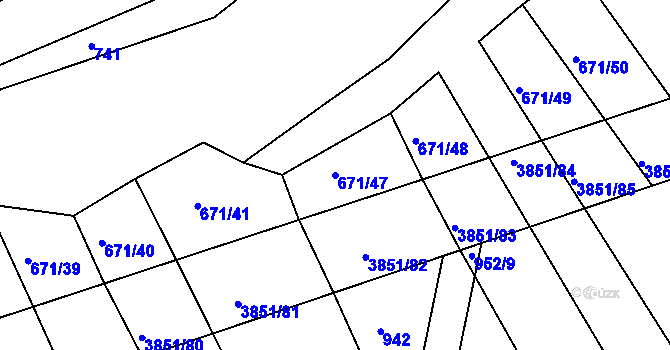 Parcela st. 671/47 v KÚ Brloh pod Kletí, Katastrální mapa