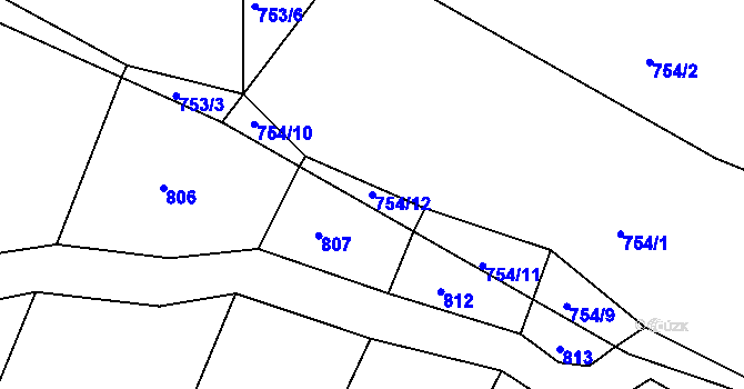 Parcela st. 754/12 v KÚ Brloh pod Kletí, Katastrální mapa