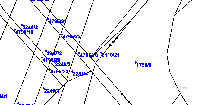 Parcela st. 2110/21 v KÚ Brloh pod Kletí, Katastrální mapa