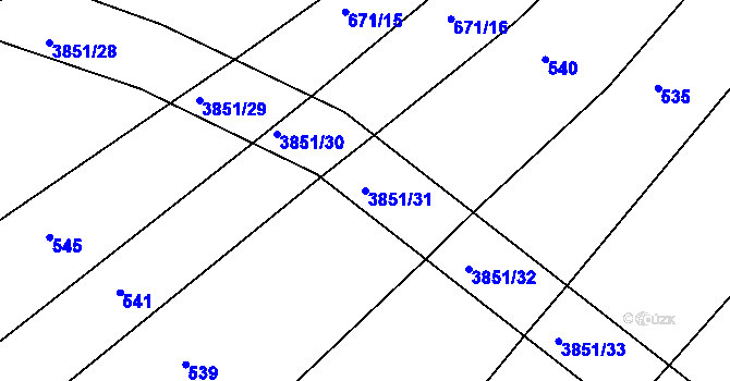 Parcela st. 3851/31 v KÚ Brloh pod Kletí, Katastrální mapa