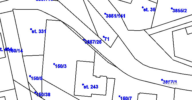 Parcela st. 3857/12 v KÚ Brloh pod Kletí, Katastrální mapa