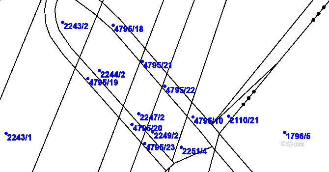 Parcela st. 4795/22 v KÚ Brloh pod Kletí, Katastrální mapa