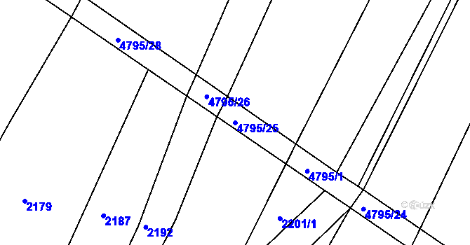 Parcela st. 4795/25 v KÚ Brloh pod Kletí, Katastrální mapa