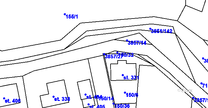 Parcela st. 3857/27 v KÚ Brloh pod Kletí, Katastrální mapa