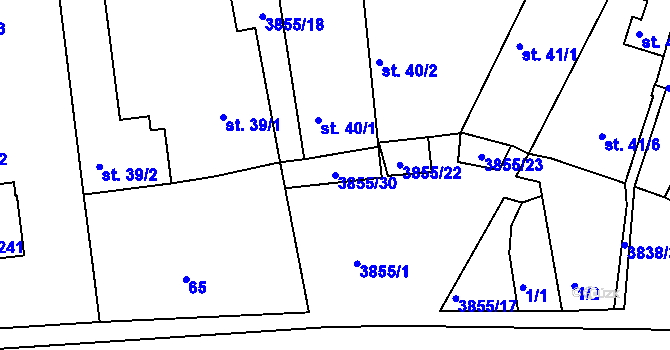 Parcela st. 3855/30 v KÚ Brloh pod Kletí, Katastrální mapa