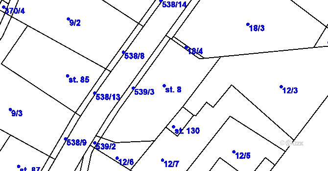Parcela st. 8 v KÚ Brloh u Přelouče, Katastrální mapa