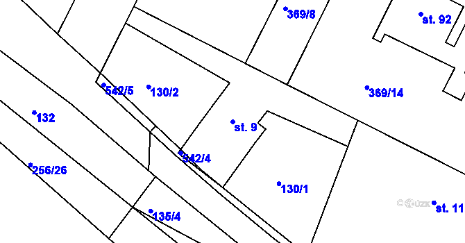 Parcela st. 9 v KÚ Brloh u Přelouče, Katastrální mapa
