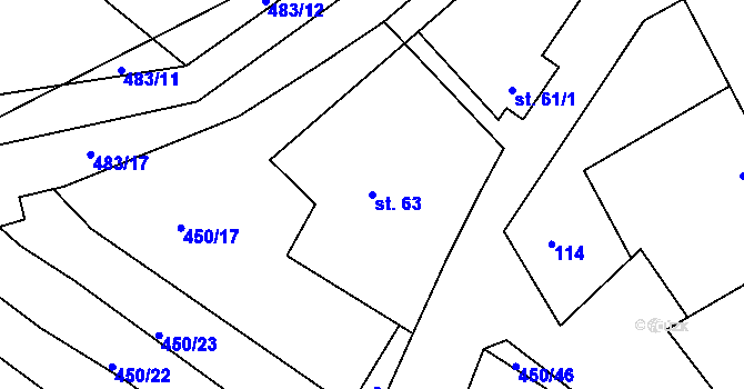 Parcela st. 63 v KÚ Brloh u Přelouče, Katastrální mapa
