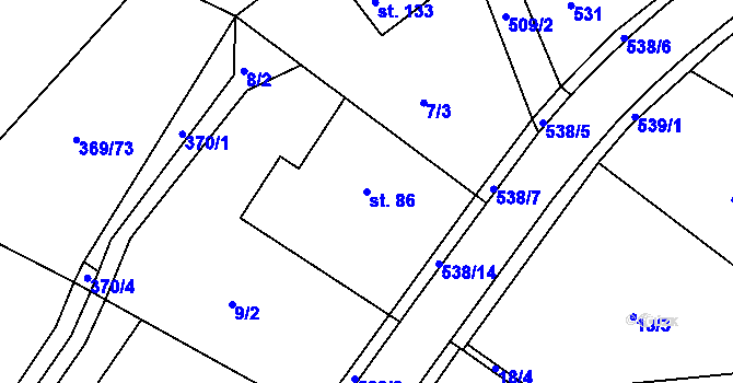 Parcela st. 86 v KÚ Brloh u Přelouče, Katastrální mapa