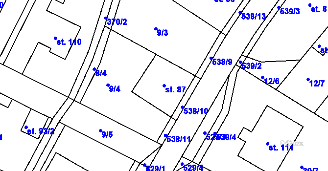 Parcela st. 87 v KÚ Brloh u Přelouče, Katastrální mapa