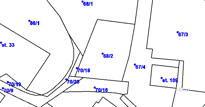 Parcela st. 68/2 v KÚ Brloh u Přelouče, Katastrální mapa