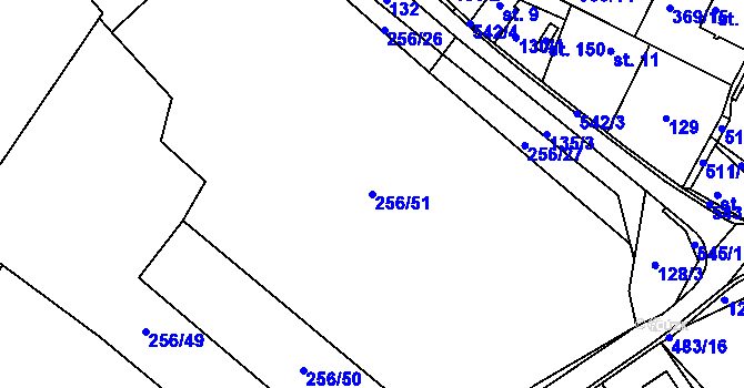 Parcela st. 256/51 v KÚ Brloh u Přelouče, Katastrální mapa