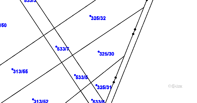 Parcela st. 325/30 v KÚ Brloh u Přelouče, Katastrální mapa