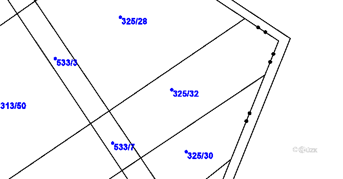 Parcela st. 325/32 v KÚ Brloh u Přelouče, Katastrální mapa
