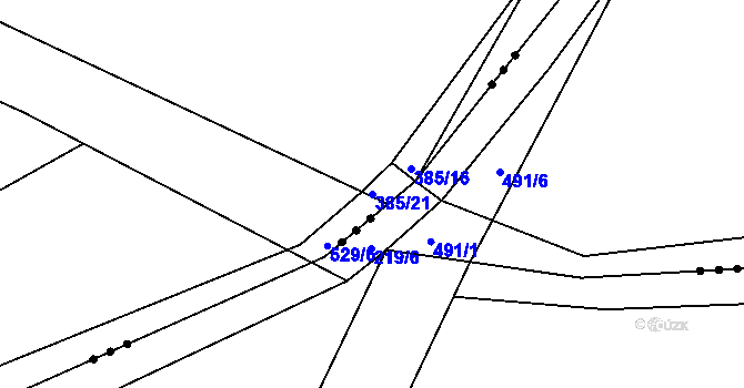 Parcela st. 385/21 v KÚ Brloh u Přelouče, Katastrální mapa