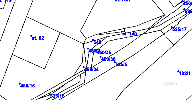 Parcela st. 450/35 v KÚ Brloh u Přelouče, Katastrální mapa