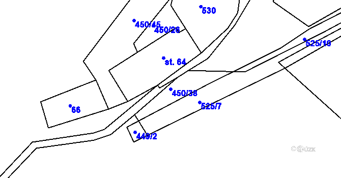 Parcela st. 450/38 v KÚ Brloh u Přelouče, Katastrální mapa
