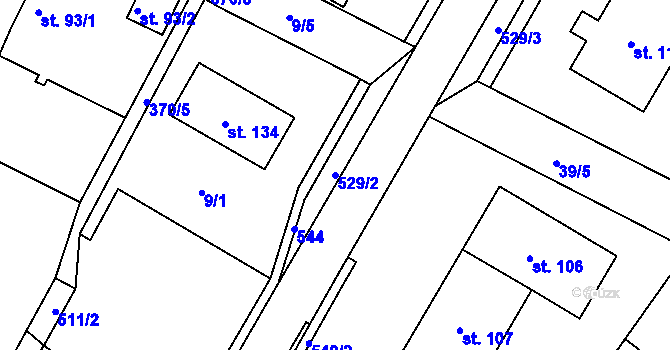 Parcela st. 529/2 v KÚ Brloh u Přelouče, Katastrální mapa