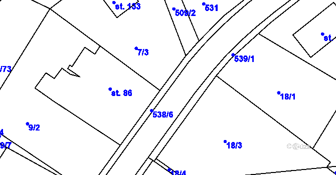 Parcela st. 538/7 v KÚ Brloh u Přelouče, Katastrální mapa