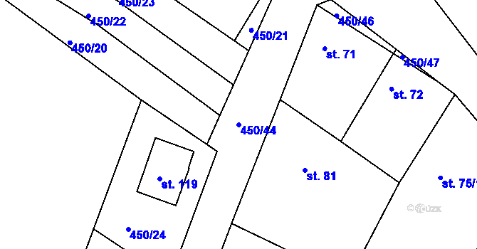 Parcela st. 450/44 v KÚ Brloh u Přelouče, Katastrální mapa