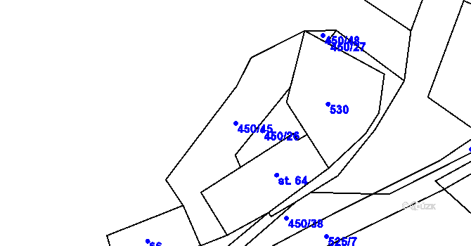 Parcela st. 450/45 v KÚ Brloh u Přelouče, Katastrální mapa