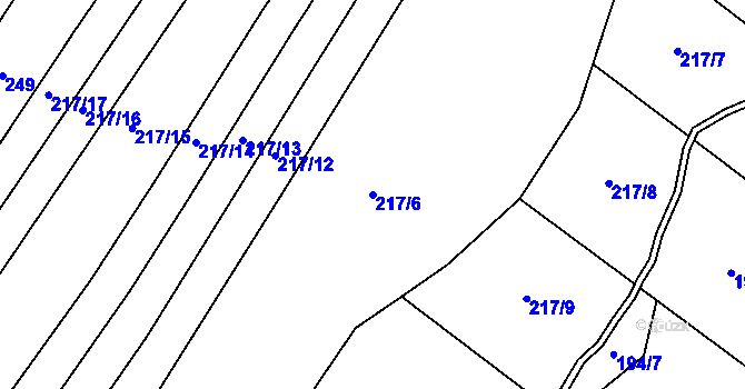 Parcela st. 217/6 v KÚ Brná, Katastrální mapa