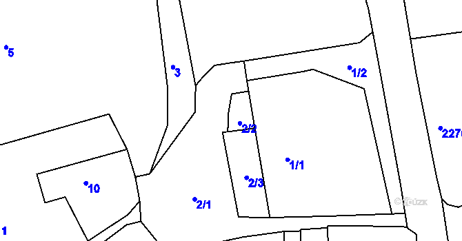 Parcela st. 2/2 v KÚ Brná nad Labem, Katastrální mapa