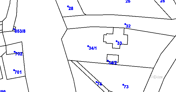 Parcela st. 34/1 v KÚ Brná nad Labem, Katastrální mapa