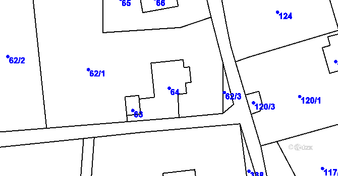 Parcela st. 64 v KÚ Brná nad Labem, Katastrální mapa