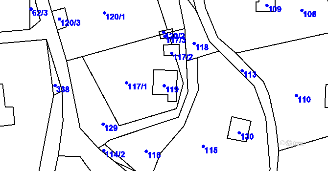 Parcela st. 119 v KÚ Brná nad Labem, Katastrální mapa