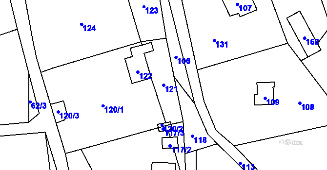 Parcela st. 121 v KÚ Brná nad Labem, Katastrální mapa