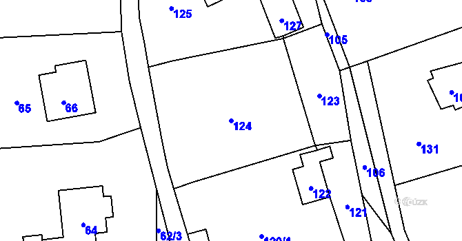 Parcela st. 124 v KÚ Brná nad Labem, Katastrální mapa
