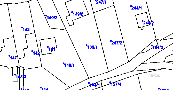 Parcela st. 139/1 v KÚ Brná nad Labem, Katastrální mapa