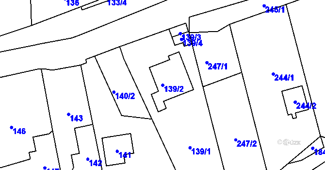 Parcela st. 139/2 v KÚ Brná nad Labem, Katastrální mapa
