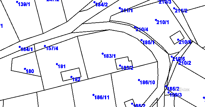 Parcela st. 183/1 v KÚ Brná nad Labem, Katastrální mapa
