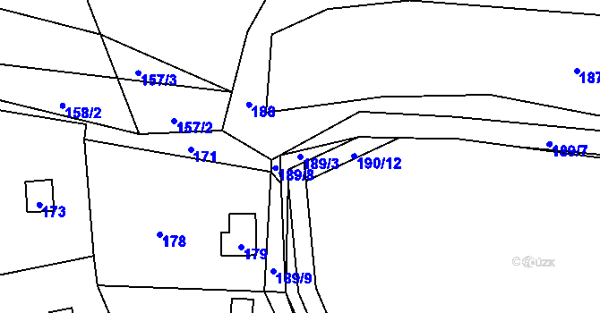 Parcela st. 189/3 v KÚ Brná nad Labem, Katastrální mapa