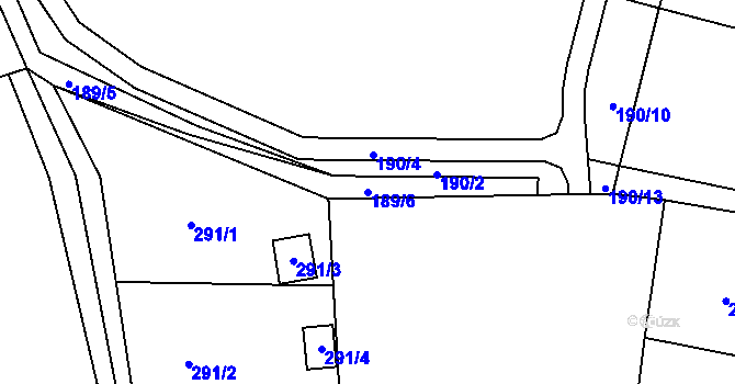 Parcela st. 189/6 v KÚ Brná nad Labem, Katastrální mapa